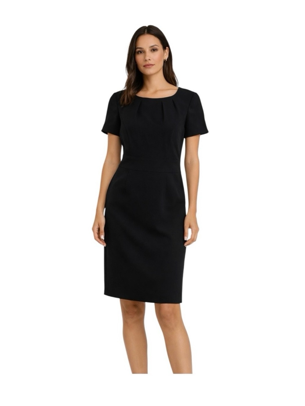 Elegant Basler Black Short-Sleeve Sheath Dress